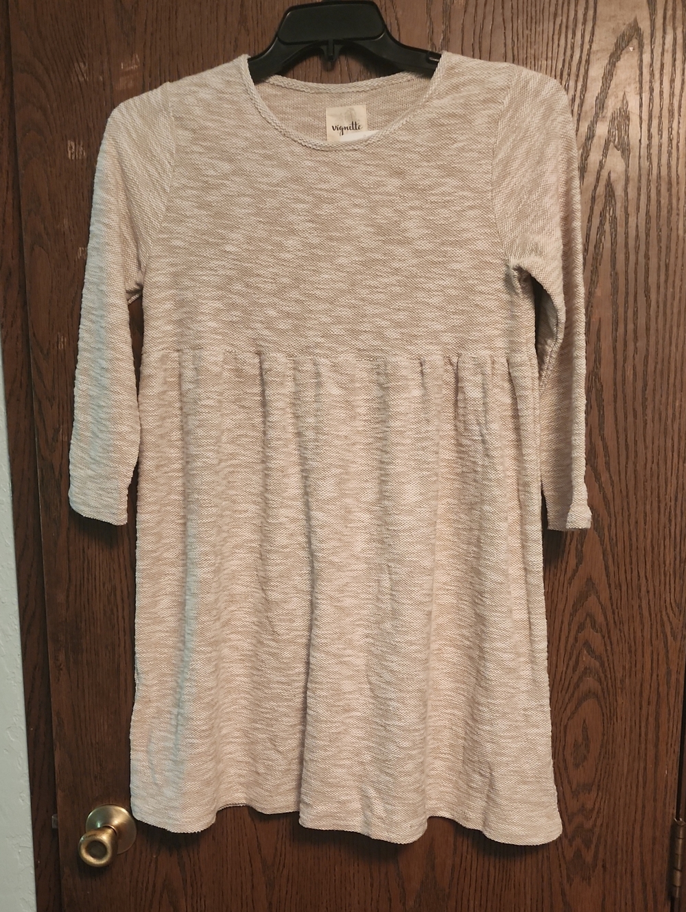 Vignette Cream Long-Sleeve Girls Casual Knit Dress